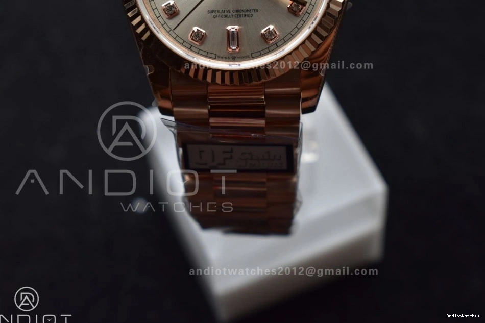 RG 36 V5 with Silver vr3255 DayDate 904L Edition Diamond (Gain EasyMatch Square on QF Steel President Bracelet Dial Best Weight) 675 1023